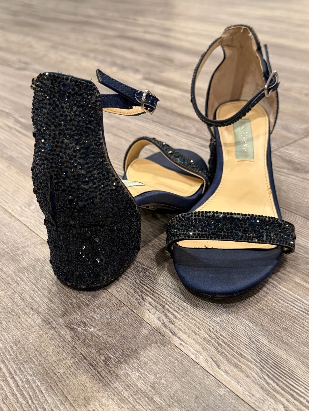 Blue by Betsey Johnson Women’s SB-MARI Chunky Heel Rhinestone Size 6M Hoco Prom